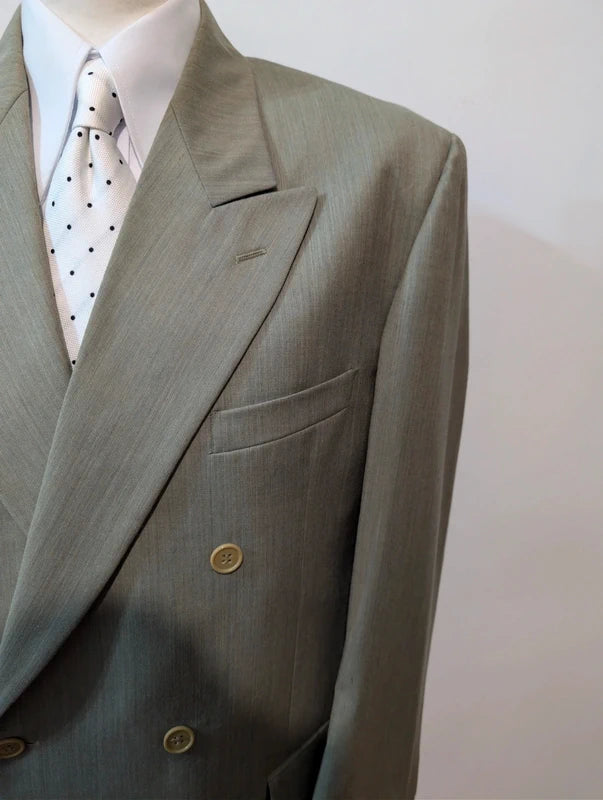 Fabuleux costumes croisé vert en laine