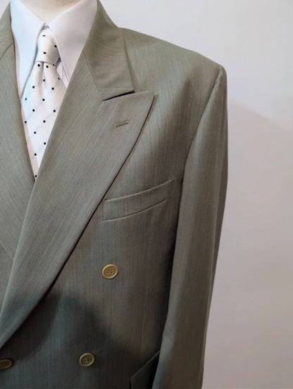 Fabuleux costumes croisé vert en laine