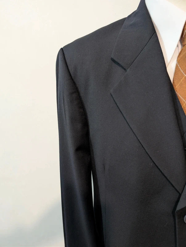 Génial costume 3 pièces bleu marine en laine