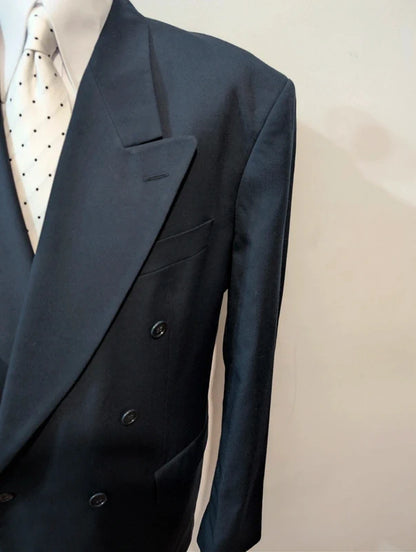 Außergewöhnliche zweireihige marineblaue Wollanzüge