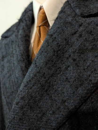 Wunderschöner marineblauer Tweedmantel