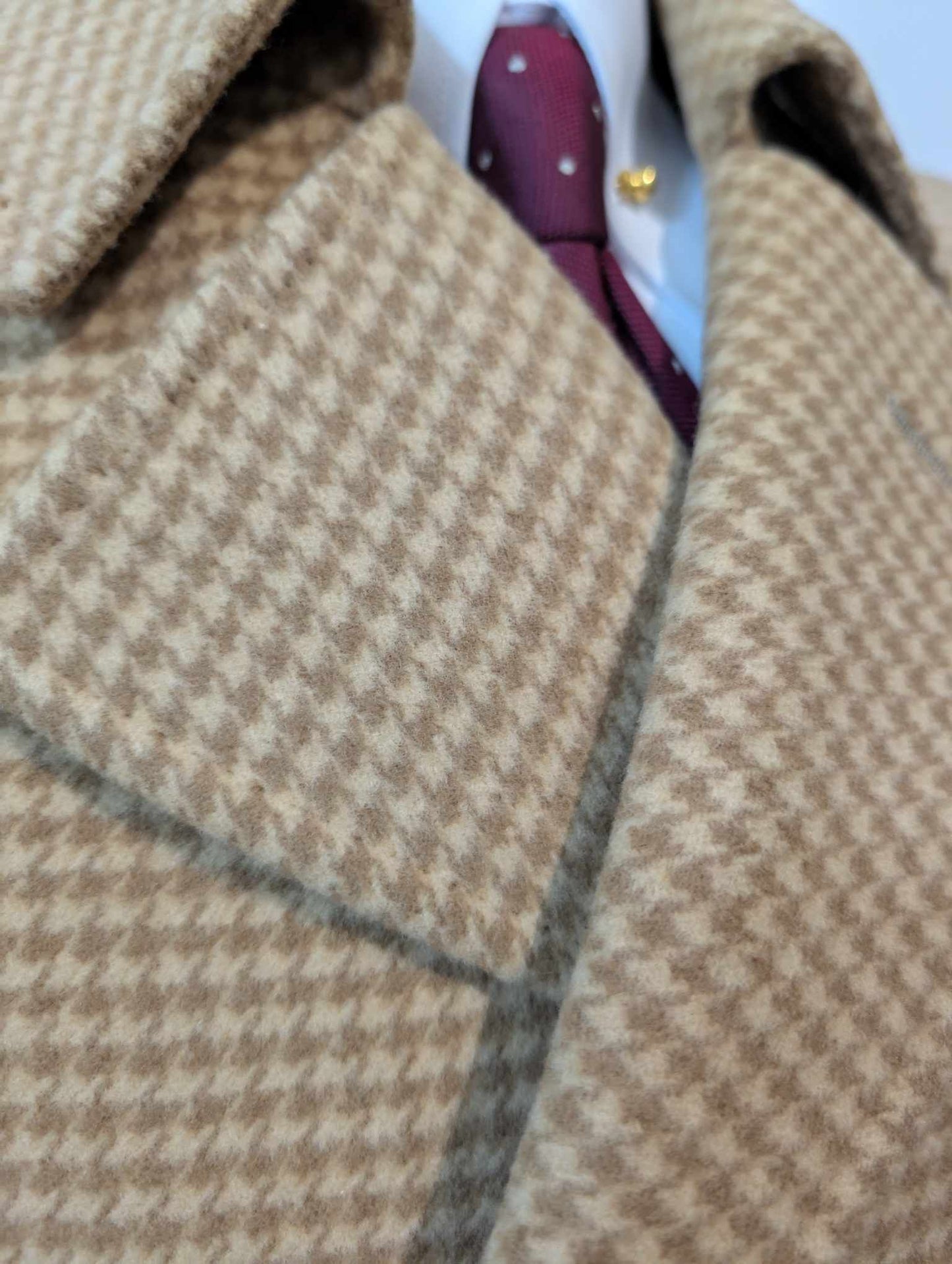 Adorable manteau camel en pied de poule