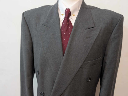 Classique costume croisé gris en laine