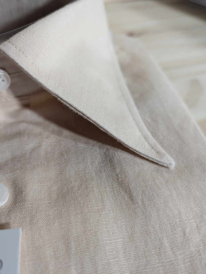 Chemise col français en lin et coton vintage
