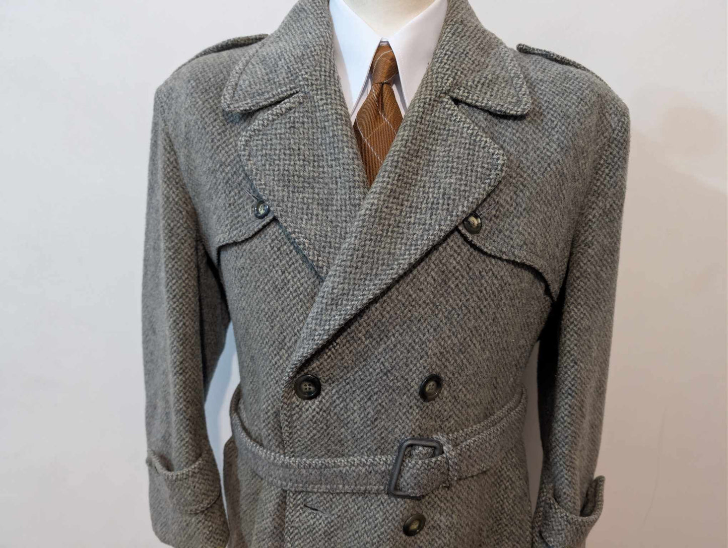 Robuste trench coat en tweed