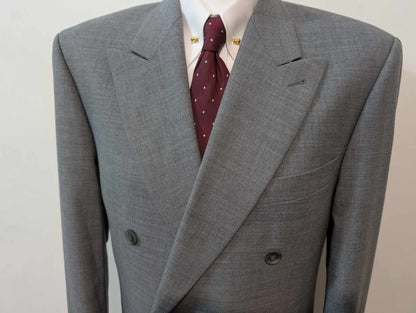 Fabuleux costume croisé gris en laine froide