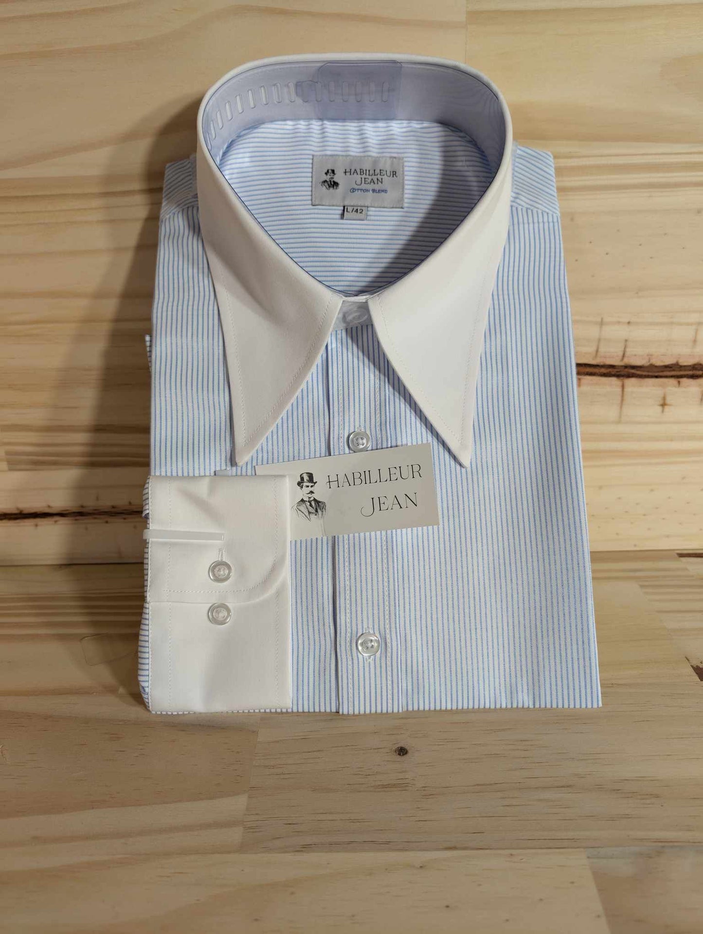 Cotton blend point collar shirt