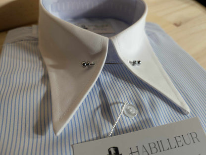 Cotton blend pin-point collar shirt