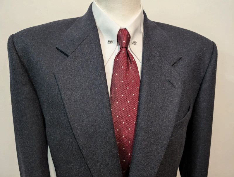 Sublime navy blue grey flannel suit