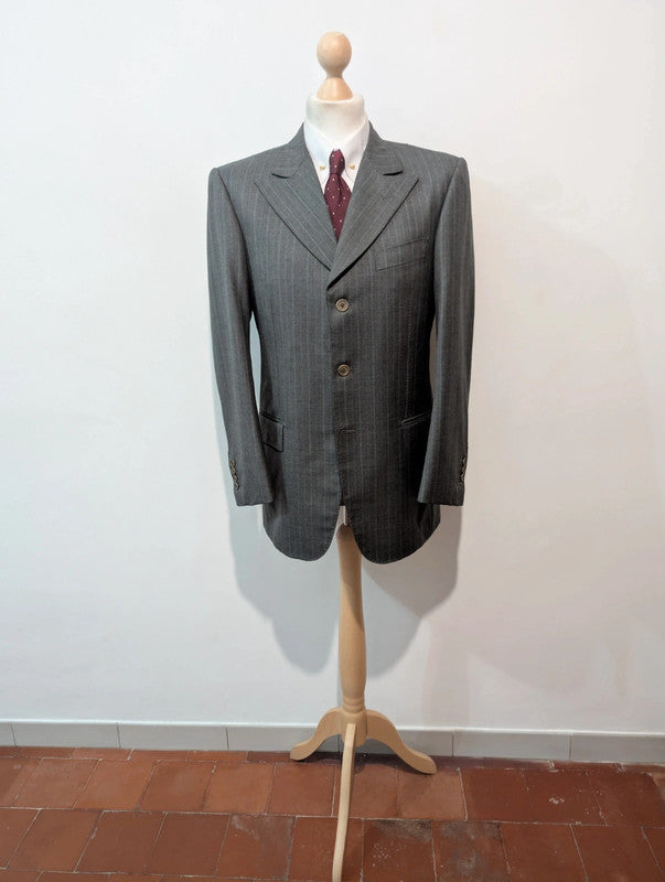Furious gray wool pinstripe suit