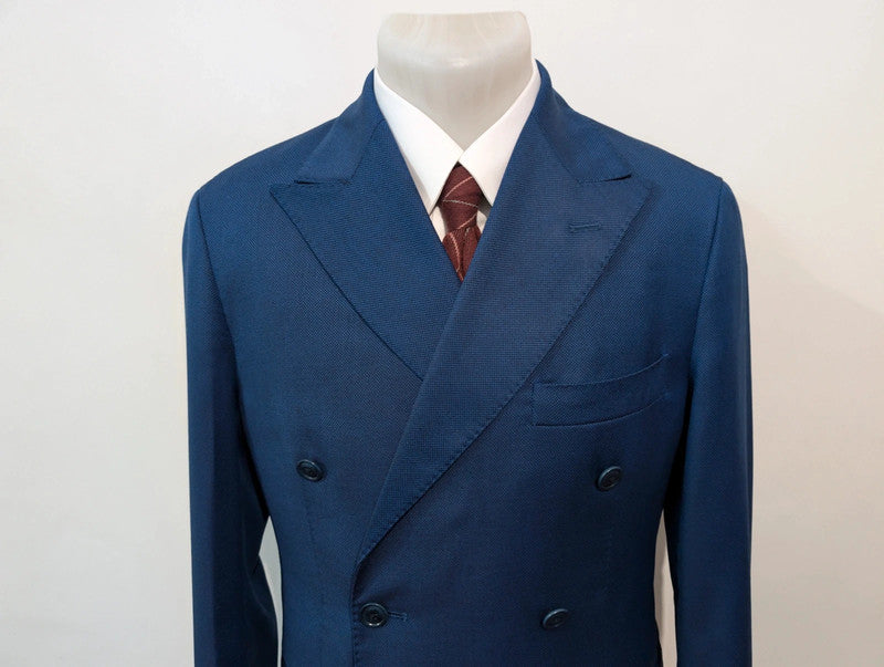 Charming blue wool double-breasted suit