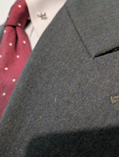 Légendaire costume croisé gris vert en flanelle