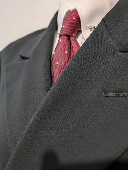 Dark black wool double-breasted suit