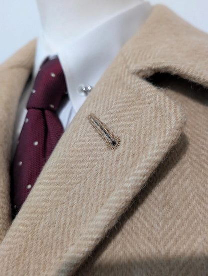 Bright cream herringbone tweed coat