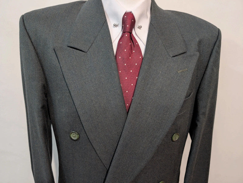 Légendaire costume croisé gris vert en flanelle