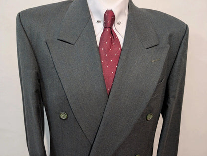 Légendaire costume croisé gris vert en flanelle