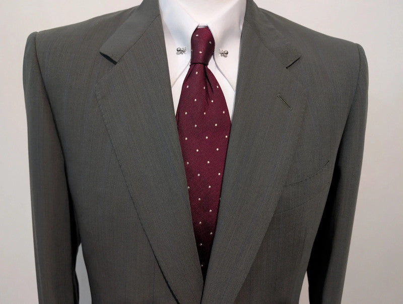 Mignon Costume gris vert a rayure en laine légère