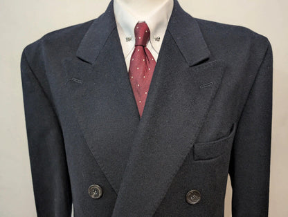 Magnifique manteau croisé bleu marine en laine