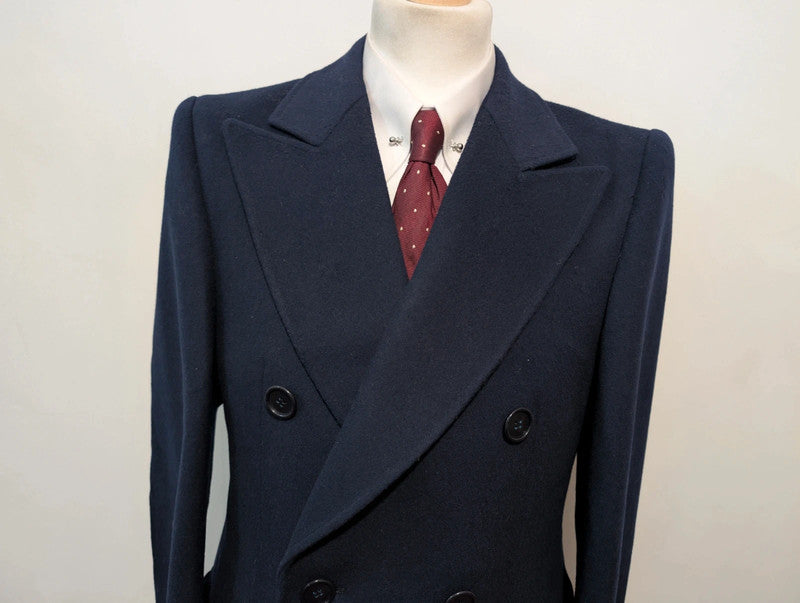 Redoubtable navy blue wool double-breasted coat