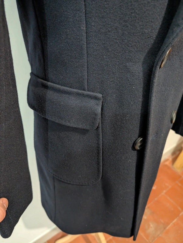 Magnifique polo coat croisé bleu marine en laine