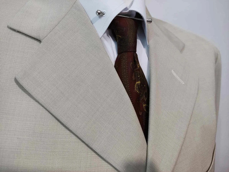 Elegant cream gray wool suit