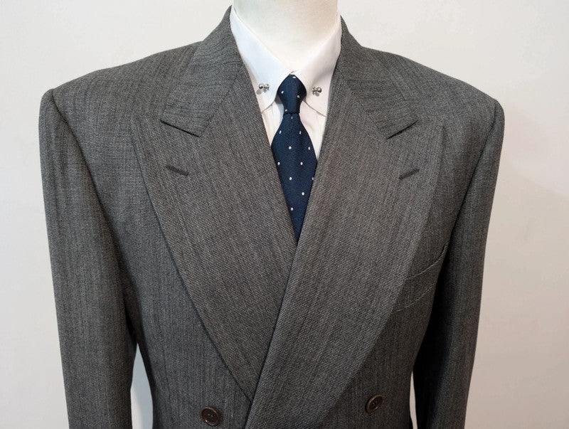 Interesting grey wool double-breasted suit