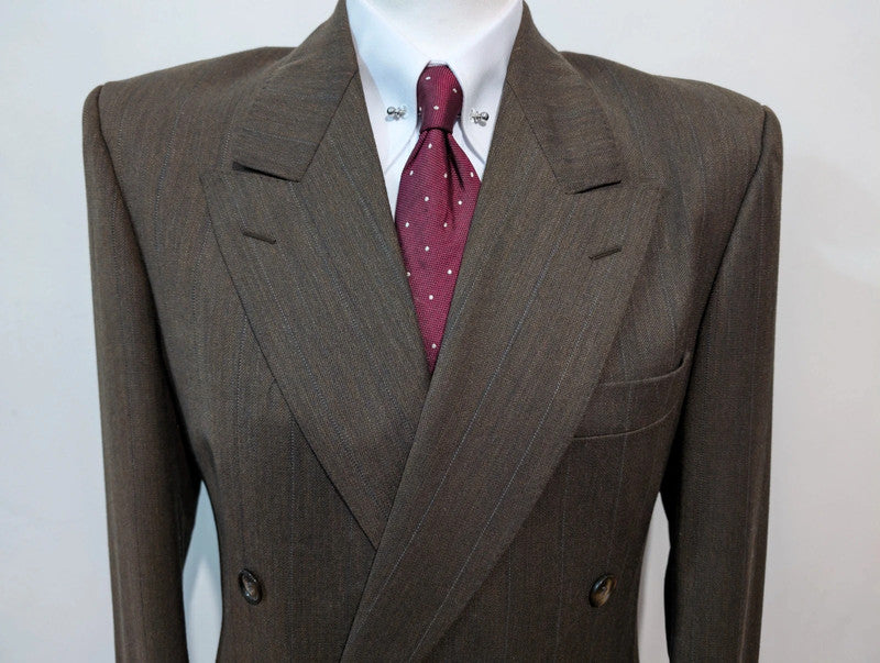 Extraordinary khaki brown wool double-breasted suit