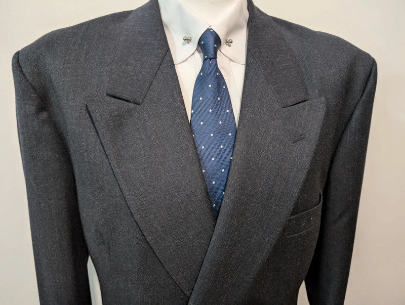 Dark gray wool double-breasted suit