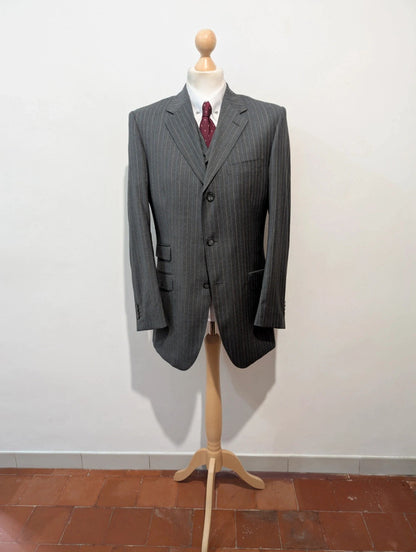 Extraordinaire costume 3 pièces pinstripe en laine
