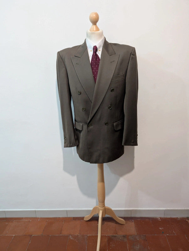 Classique costume croisé kaki gris en laine