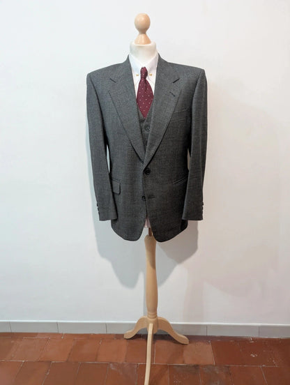 Élégant costume 3 piece gris en laine