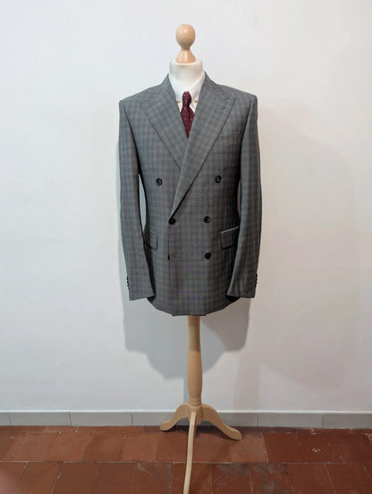 Exceptionnel costume croisé gris en laine légère