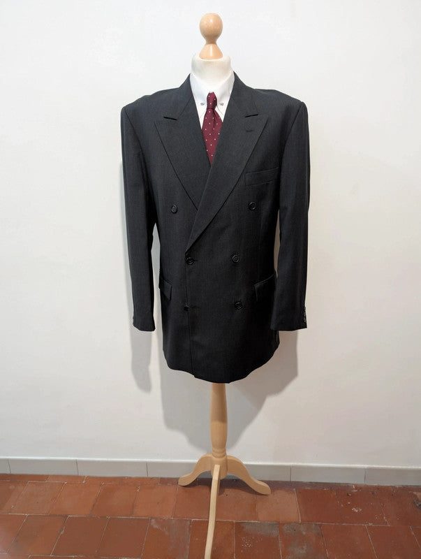 Exceptionnel costume croisé gris en laine froide