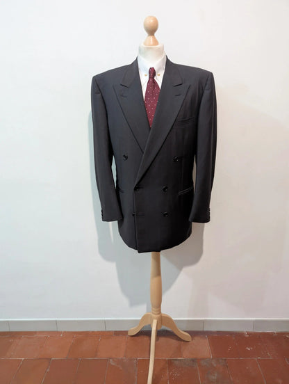 Élégant costume costume croisé pinstripe en laine froide