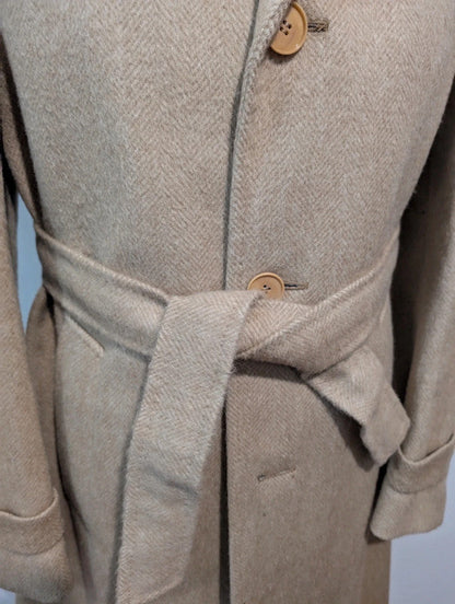 Bright cream herringbone tweed coat