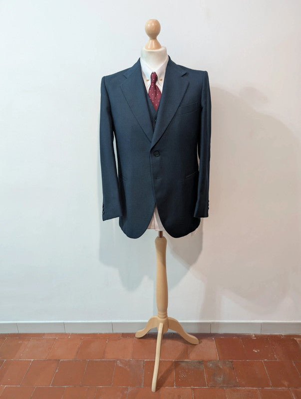 Classique costume 3 piece bleu marine en laine