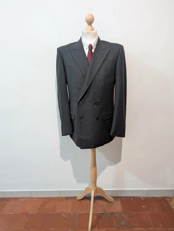 Magnifique costume croisé pinstripe en flanelle