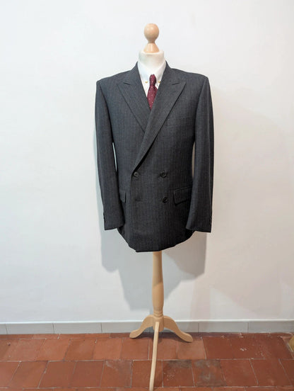 Magnifique costume croisé pinstripe en flanelle
