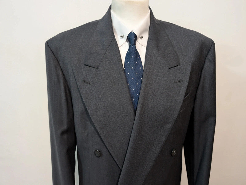 Large grey wool double-breasted suit