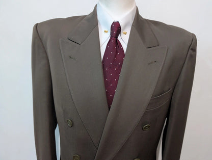 Classique costume croisé kaki gris en laine