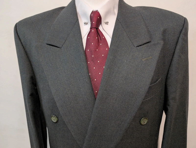 Légendaire costume croisé gris vert en flanelle