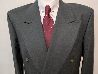 Légendaire costume croisé gris vert en flanelle