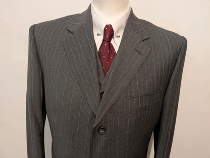 Extraordinaire costume 3 pièces pinstripe en laine