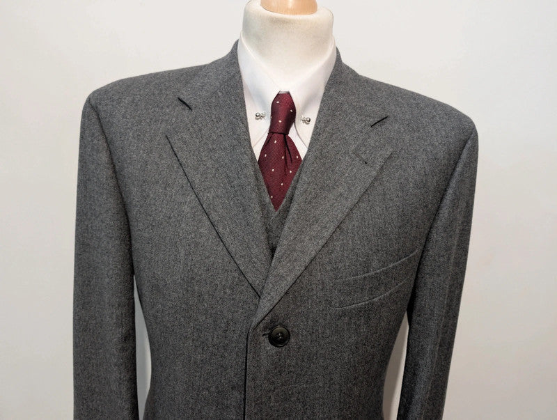 Magnifique costume 3 pièces gris en flanelle