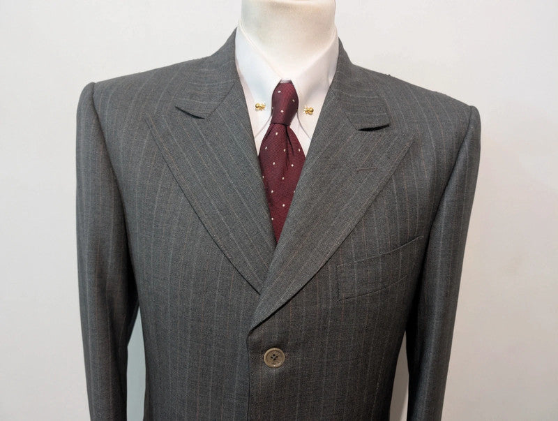 Furious gray wool pinstripe suit