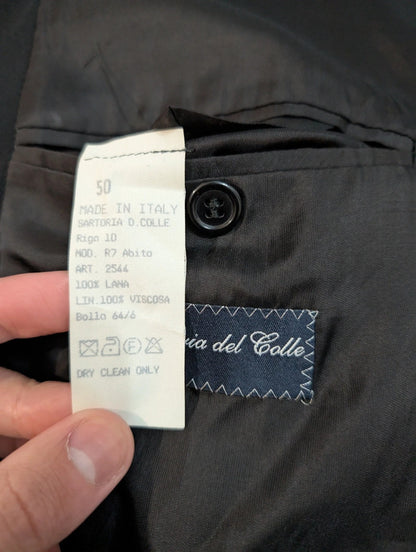 Dark black wool double-breasted suit
