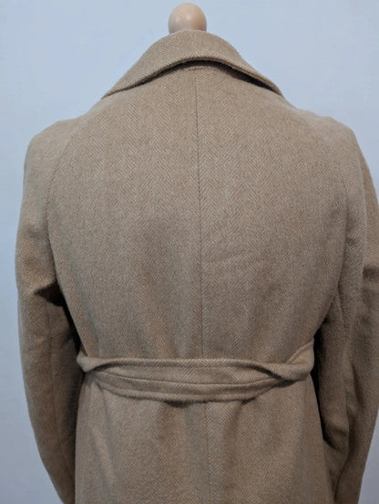 Bright cream herringbone tweed coat