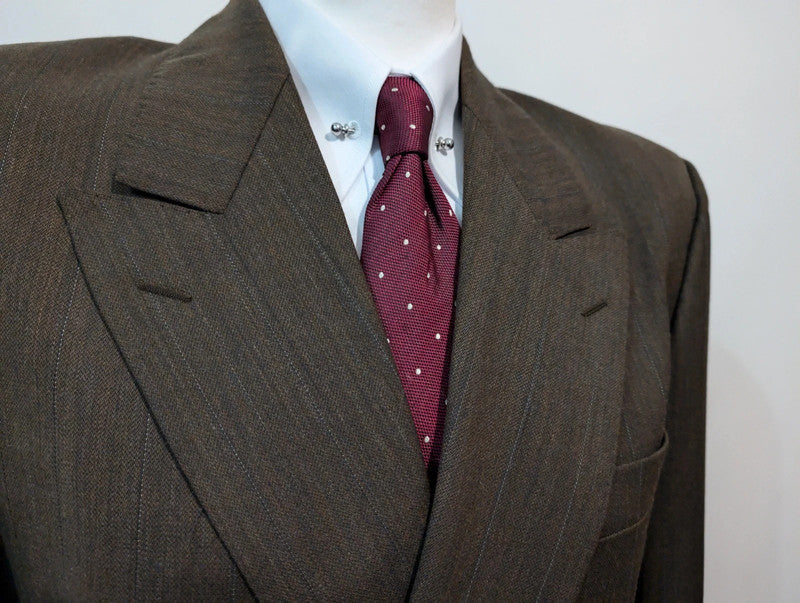 Extraordinary khaki brown wool double-breasted suit