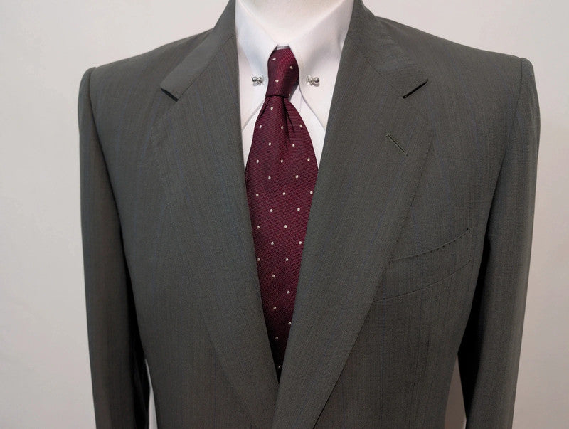 Mignon Costume gris vert a rayure en laine légère