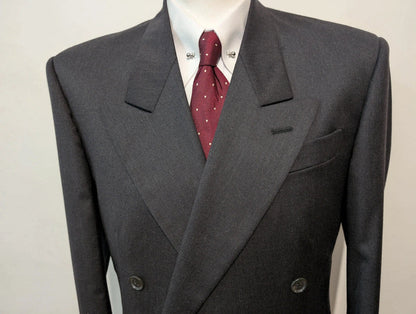 Méchant costume croisé gris en laine